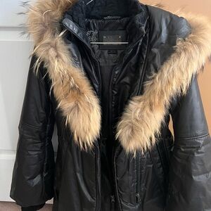 Women's Black Fur-Trimmed Jacket
